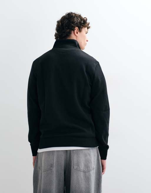 Polo Ralph Lauren icon logo double knit tech jersey quarter zip sweatshirt in black, 4 of 5