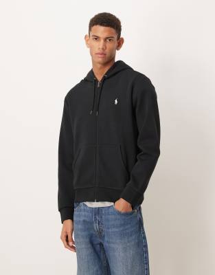 Polo Ralph Lauren Polo Ralph Lauren icon logo double knit zip up hoodie in black
