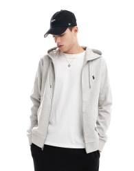 Polo Ralph Lauren icon logo double knit zip up hoodie in grey