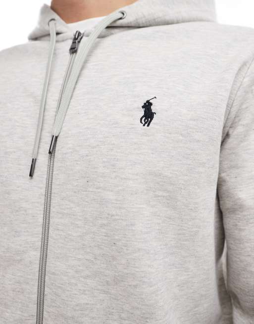 Polo Ralph Lauren icon logo double knit zip up hoodie in grey | ASOS