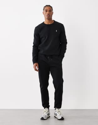 Polo Ralph Lauren Men's Black Icon Logo Double Tech Joggers In