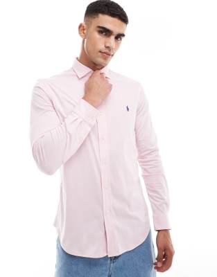 Polo Ralph Lauren icon logo estate collar jersey shirt in pink