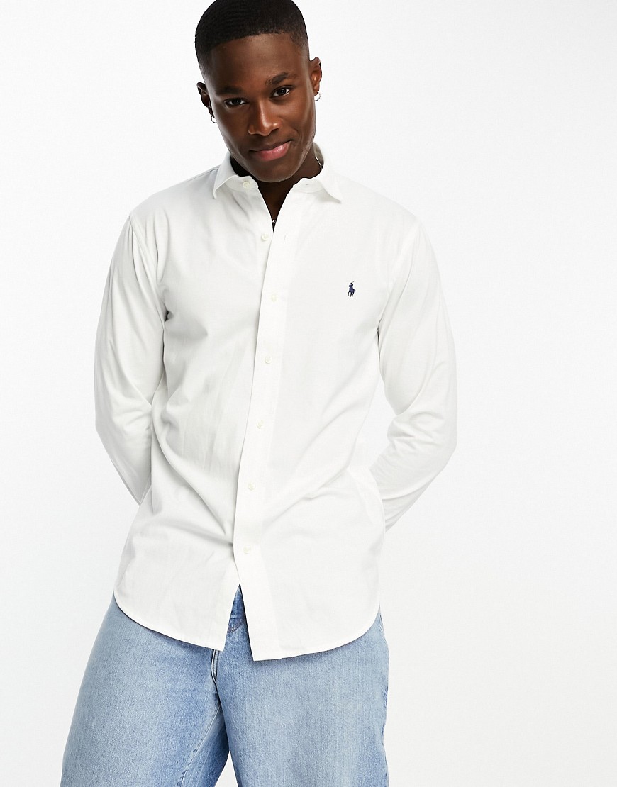Polo Ralph Lauren icon logo estate collar jersey sport shirt in white