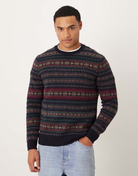 Polo Ralph Lauren icon logo fairisle wool knit jumper in navy - view 1