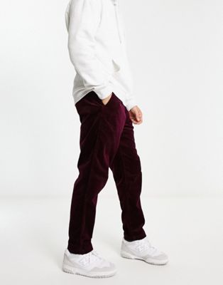 Polo Ralph Lauren icon logo flat front prepster cord trousers in burgundy
