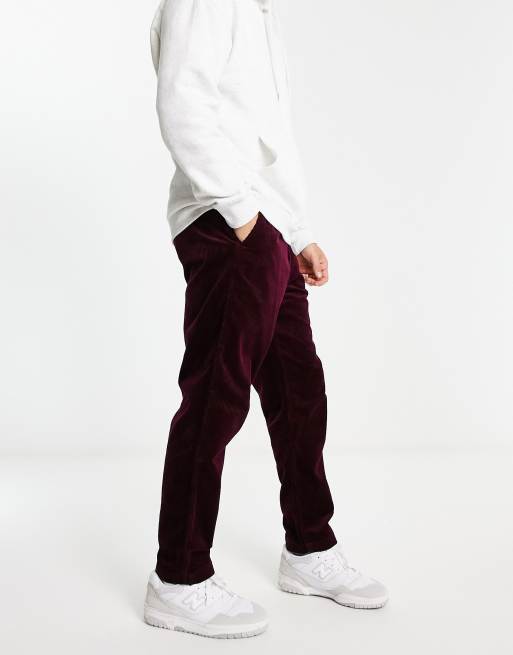 Polo Ralph Lauren icon logo flat front prepster cord trousers in burgundy |  ASOS