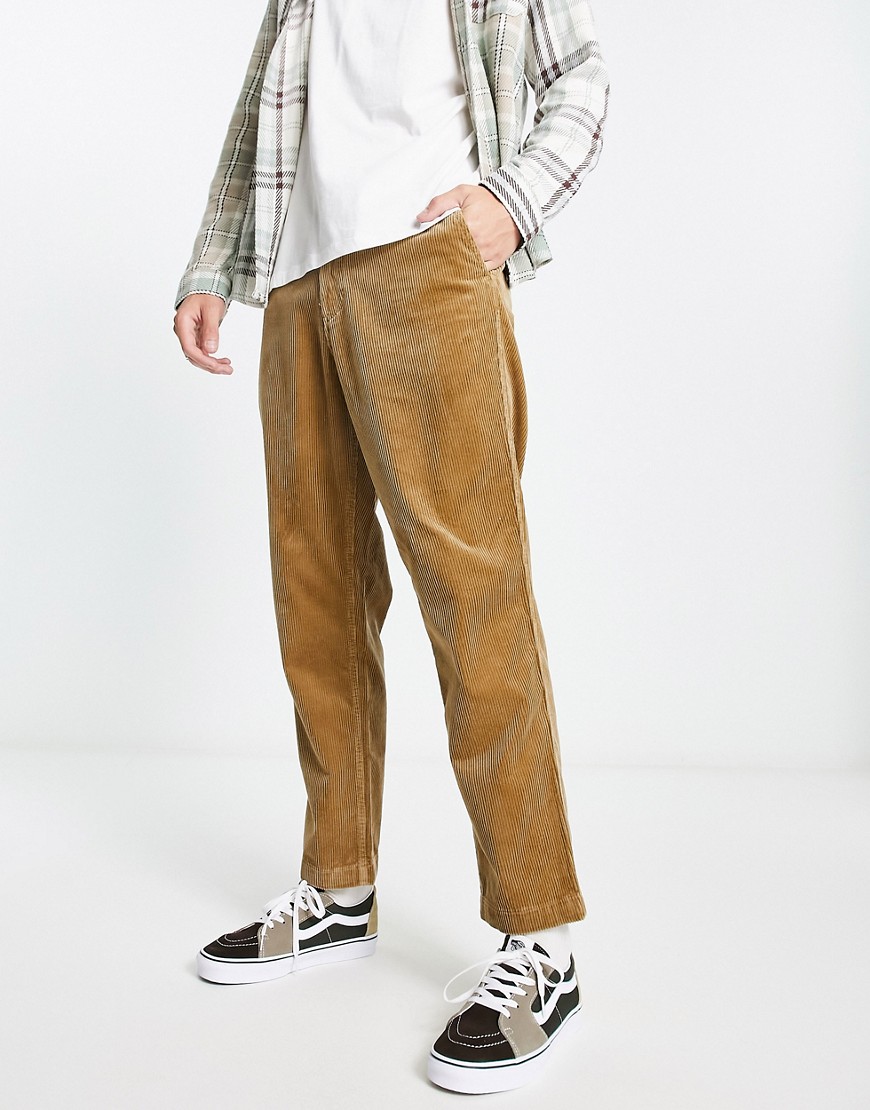 Polo Ralph Lauren icon logo flat front prepster corduroy pants in tan-Brown