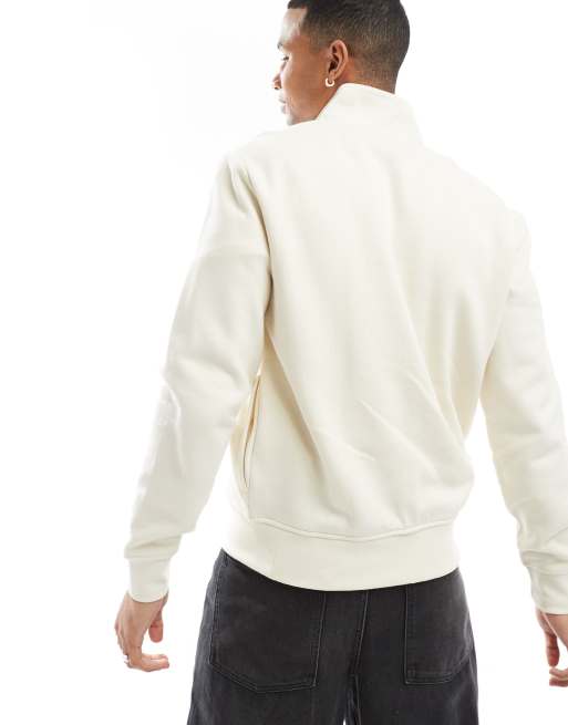 Polo Ralph Lauren icon logo fleece half zip sweatshirt classic oversized fit in cream, 4 of 4
