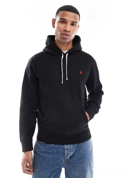 Polo Ralph Lauren icon logo fleece hoodie in black - view 1