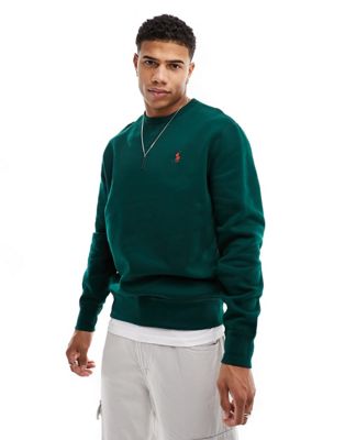 Polo Ralph Lauren icon logo fleece sweatshirt in dark green - ASOS Price Checker
