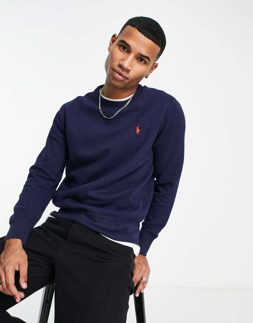 Polo Ralph Lauren icon logo fleece sweatshirt in navy ASOS