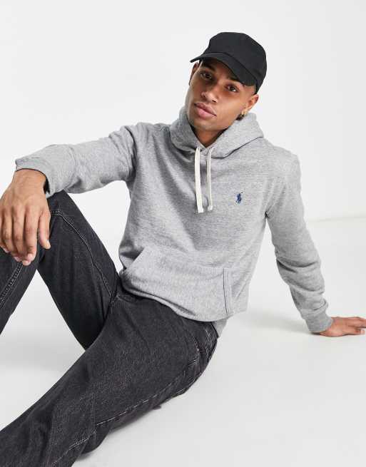 Polo Ralph Lauren icon logo garment dyed fleece hoodie in grey marl | ASOS