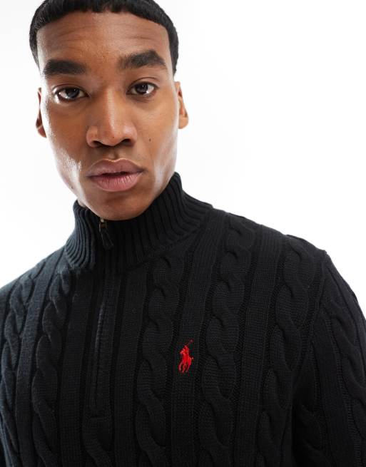 Ralph lauren black cable knit jumper online