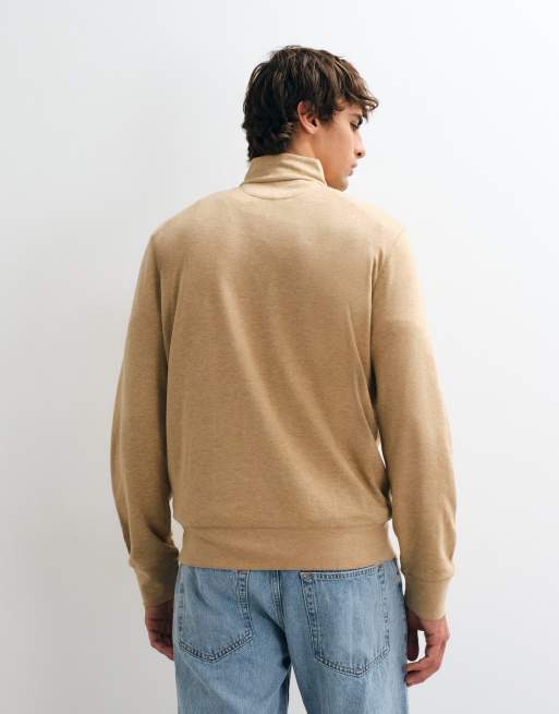 Polo Ralph Lauren icon logo half zip jumper in beige, 5 of 5