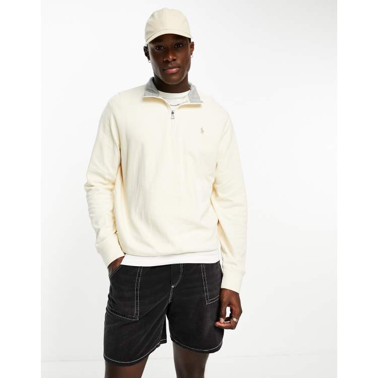 Polo Ralph Lauren icon logo half zip sweatshirt in cream