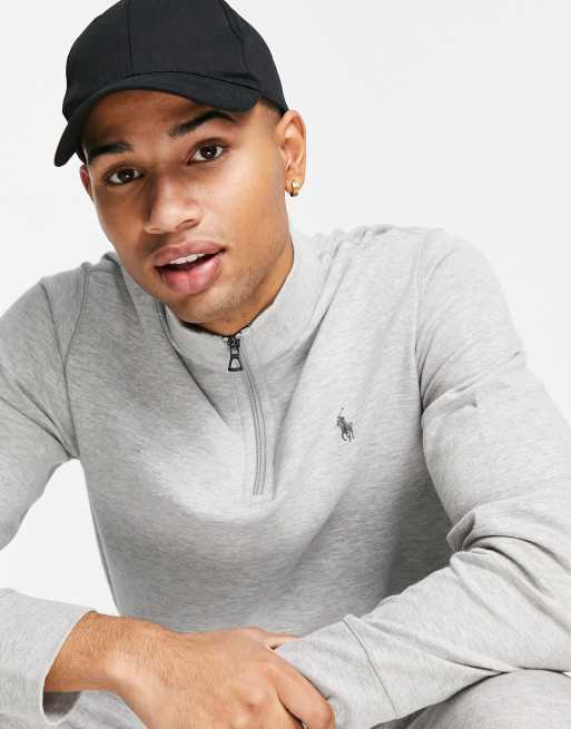 Polo Ralph Lauren icon logo half zip sweatshirt in grey marl | ASOS