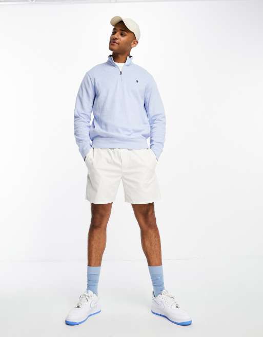 Polo Ralph Lauren icon logo half zip sweatshirt in light blue marl, 4 of 4