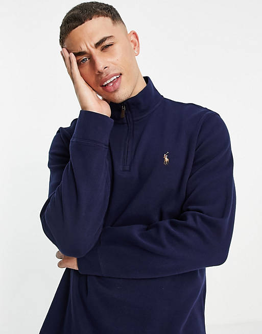 sarkom upijajući premedikacija  Polo Ralph Lauren icon logo half zip sweatshirt in navy | ASOS