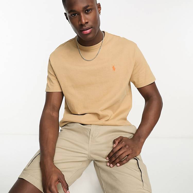 Inde hugge marmor Polo Ralph Lauren icon logo heavyweight classic fit T-shirt in camel | ASOS