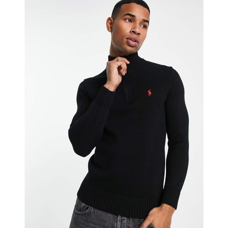 Polo Ralph Lauren icon logo heavyweight cotton knit half zip