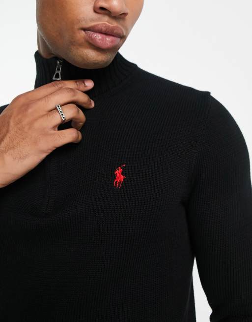 Polo Ralph Lauren icon logo heavyweight cotton knit half zip