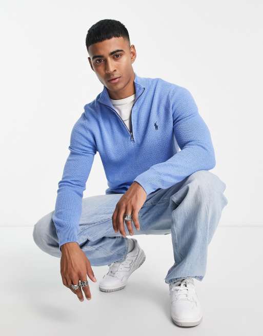 【送料&関税込】Polo Ralph Lauren Light Blue Cotton Knitwear POLO RALPH LAUREN CABLE-KNIT COTTON SWEATER | Light blue Men