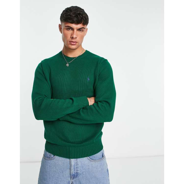 Polo Ralph Lauren icon logo heavyweight cotton knit jumper in dark green |  ASOS