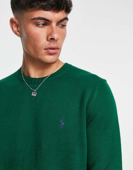 Polo Ralph Lauren icon logo heavyweight cotton knit jumper in dark green |  ASOS