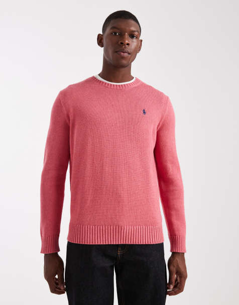 Polo Ralph Lauren icon logo heavyweight cotton knit jumper in red marl - view 1