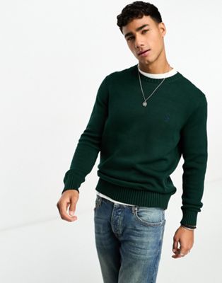 Polo Ralph Lauren icon logo heavyweight cotton knit jumper in dark green - ASOS Price Checker