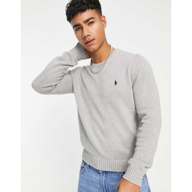 Polo Ralph Lauren short sleeve sweater in gray, ASOS