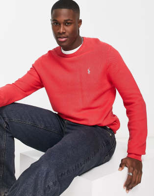 Icon Logo Heavyweight Cotton Knit Sweater In Red