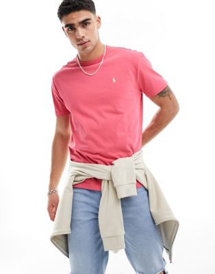 Polo Ralph Lauren icon logo heavyweight t-shirt classic oversized fit in pale red - ASOS Price Checker
