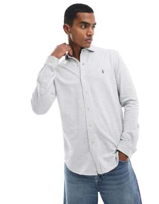 Slim Long-Sleeve Herringbone Shirt - White, Shirts