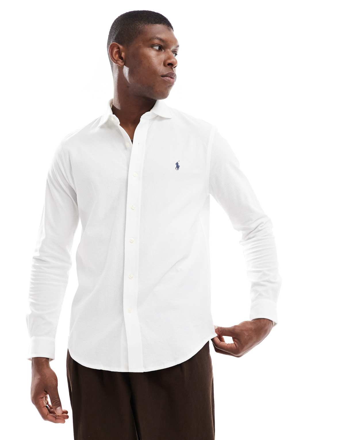 Polo Ralph Lauren icon logo honeycomb cotton jersey shirt in white