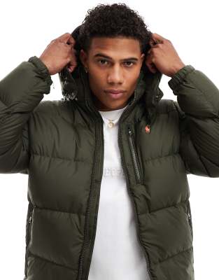 Polo Ralph Lauren Polo Pony Hooded Puffer Jacket In Green