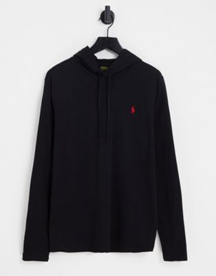 Polo Ralph Lauren icon logo hooded long sleeve top in black