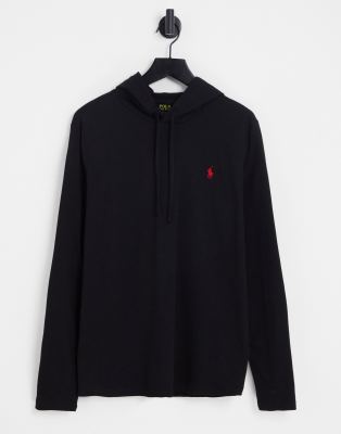 Polo Ralph Lauren Polo Ralph Lauren icon logo hooded long sleeve top in black