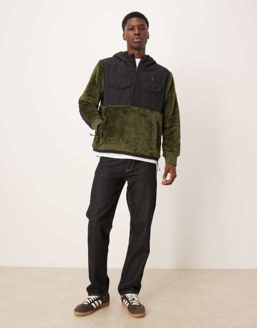 Polo Ralph Lauren icon logo hybrid borg sherpa quarter zip pullover in green, 2 of 5
