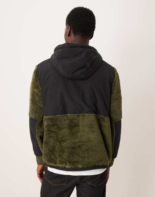 Polo Ralph Lauren icon logo hybrid borg sherpa quarter zip pullover in green, 3 of 5