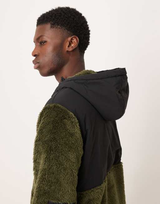 Polo Ralph Lauren icon logo hybrid borg sherpa quarter zip pullover in green, 4 of 5