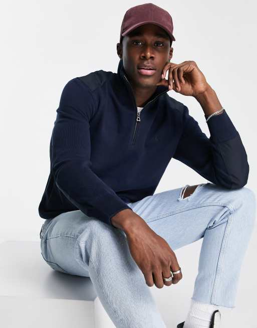 Logo cotton half-zip sweater in blue - Polo Ralph Lauren