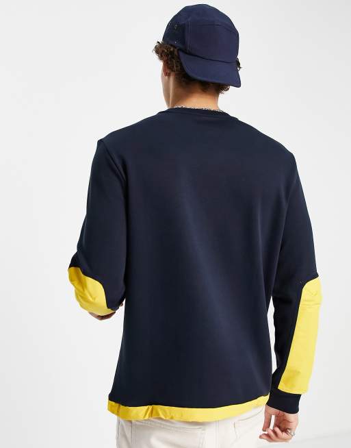 Polo Ralph Lauren icon logo hybrid sweashirt in navy/yellow | ASOS