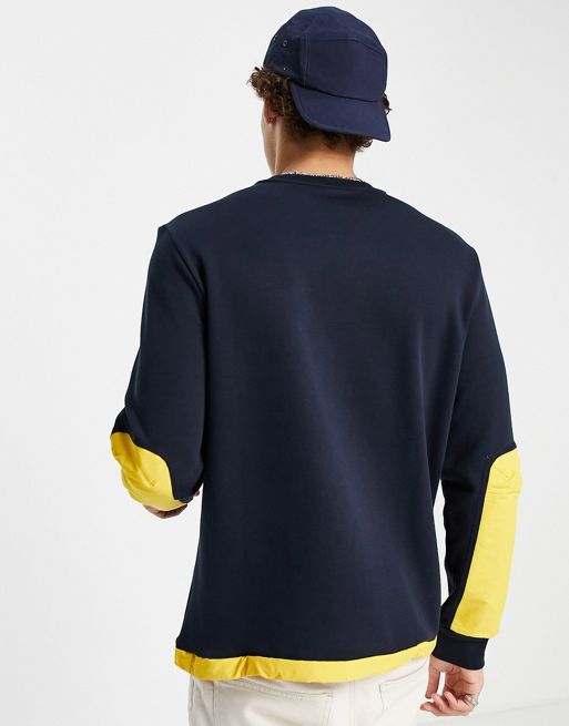 Polo Ralph Lauren icon logo hybrid sweatshirt in navy/yellow | ASOS