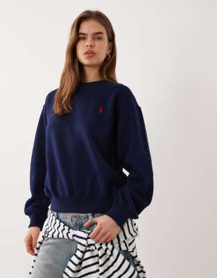 Polo Ralph Lauren Women's Navy Icon Logo Knit Sweatshirt In