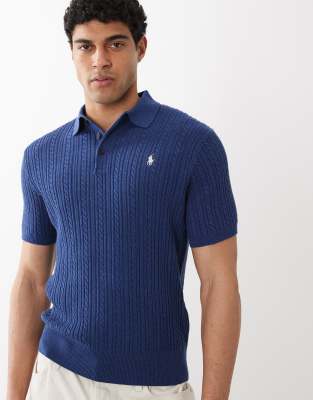 Polo Ralph Lauren Men's Navy Icon Logo Knitted Cotton Polo In