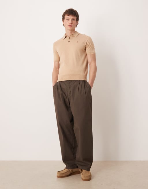 Polo Ralph Lauren icon logo knitted polo in tan, 2 of 5
