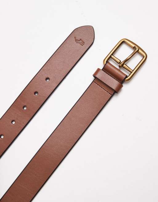 Polo Ralph Lauren icon logo leather belt in tan, 2 of 3
