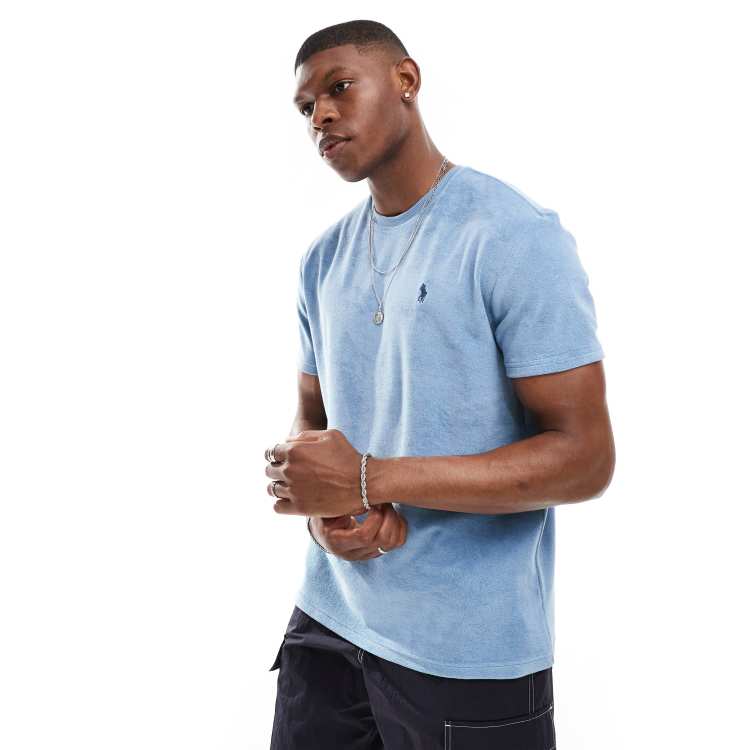 Polo Ralph Lauren icon logo lightweight cotton terry t shirt in light blue