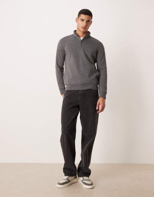 Polo Ralph Lauren icon logo lightweight double knit tech half zip sweatshirt in grey marl, 2 of 5